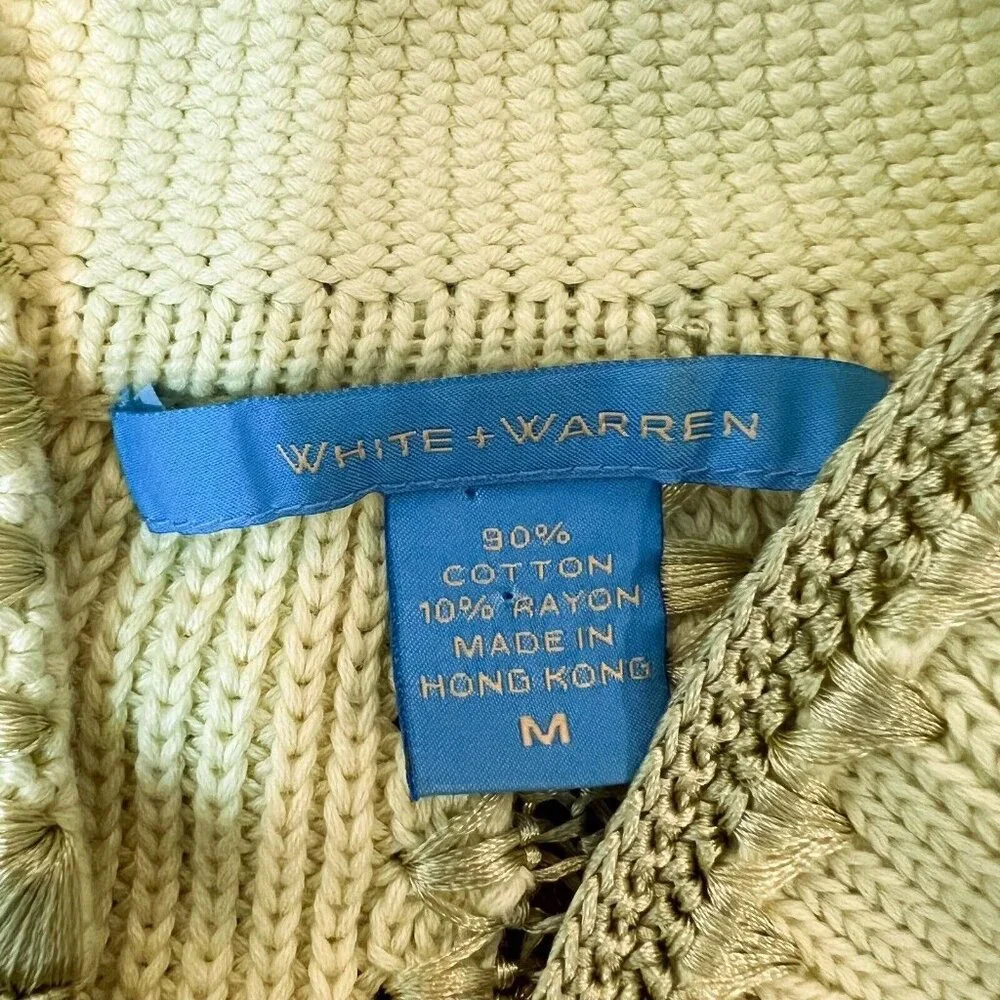 White + Warren Blazer M Jacket Womens Green Knit Embroidered Sweater Size Medium